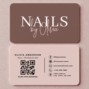 Cartão De Visita Especialista em Unhas Artista Terracota Código QR