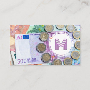 Cartão De Visita Especialista financeiro em moeda de euro branco El