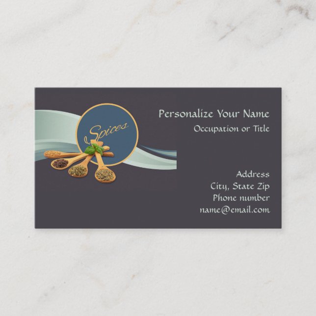 Cartão De Visita Especiarias Cozinhar e cozinha (Frente)