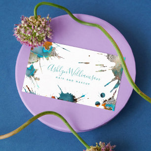 Cartão De Visita Espelho de turquesa prateada de cor-d-água moderna