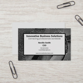 Cartão De Visita espirais preto e branco com partículas High Tech T