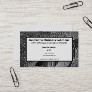 Cartão De Visita espirais preto e branco com partículas High Tech T