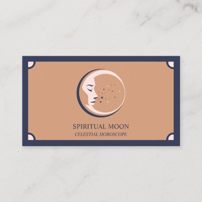 Cartão De Visita Espiritual Celestial Lua Estrelas Astrologia boho (Frente)