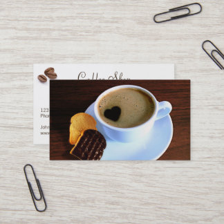 Cartão De Visita Espuma em forma de coração de cookie de café | Seu