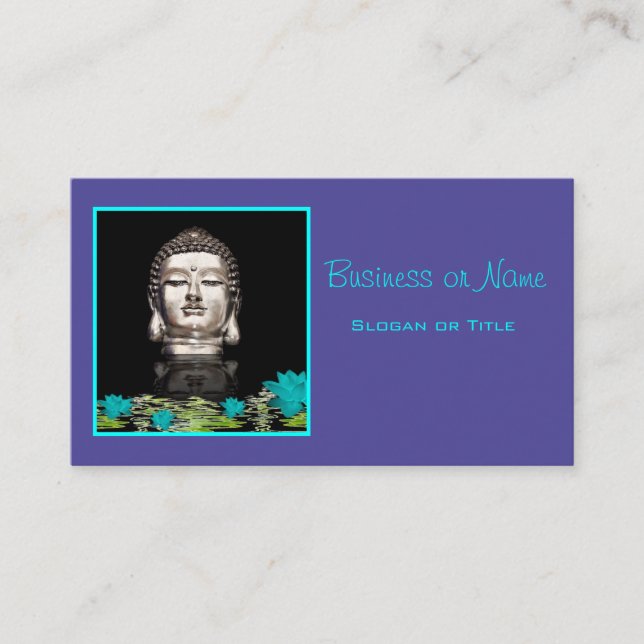 Cartão De Visita Estátua da Cabeça de Silver Buddha (Frente)