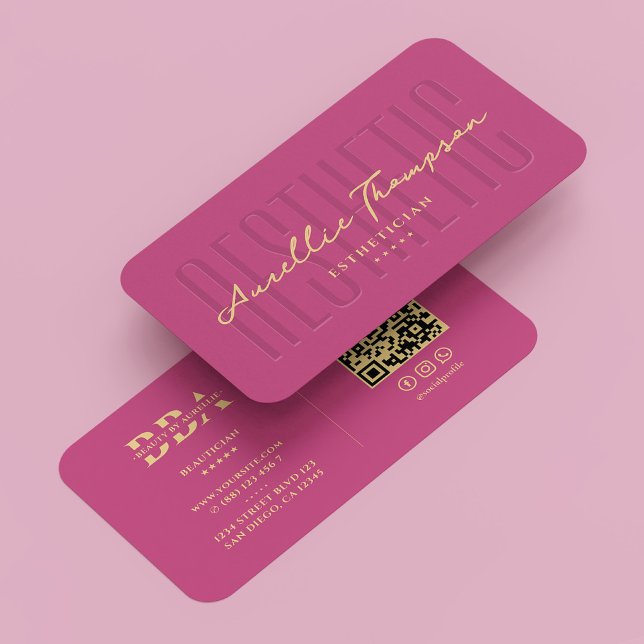 Cartão De Visita Estética Estética Rosa-Rosa-Moderna Bela (Beautician Esthetician Aesthetic Pink Modern Business Card
)