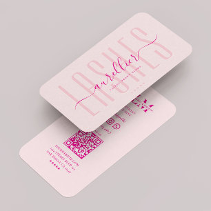 Cartão De Visita Estética Lashes Maquiagem Artista Bela Pastel Rosa