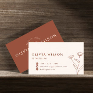 Cartão De Visita Estética moderna estética amarela-castanha e pálid