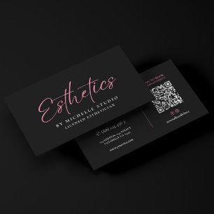 Cartão De Visita Estética Rosa Elegante Monograma de Esteticista