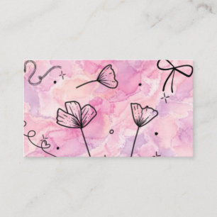 Cartão De Visita Estética Rosa em Aquarela &