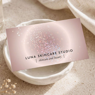 Cartão De Visita Esteticista Celestial Glow Blush Pink Luxo