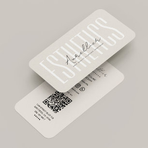 Cartão De Visita Esteticista Licenciada Código QR Mínimo de Areia