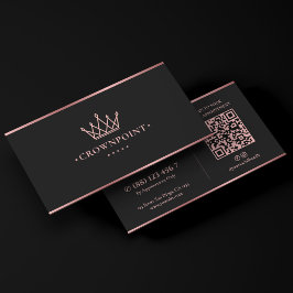 Cartão De Visita Esteticista Luxo Esteticista Coroa Rosê Dourado Ro