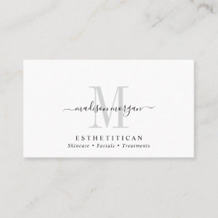 Cartão De Visita Esteticista Moderno Rótulo Monograma Simples