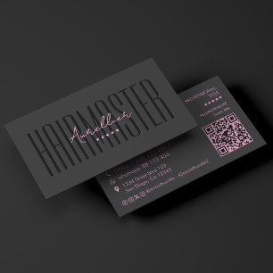 Cartão De Visita Esteticista Rosa Cabelo Preto Estilista Terapeuta 