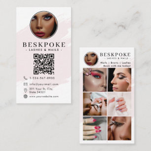 Cartão de Visita Esteticista Rosa com QR Code para