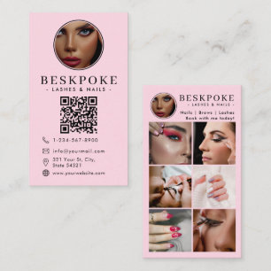 Cartão de Visita Esteticista Rosa com QR Code para