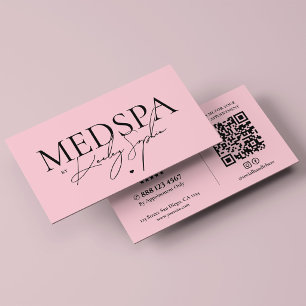 Cartão De Visita Esteticista Rosa Minimalista de Medspa Estético