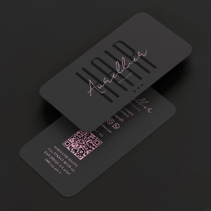 Cartão De Visita Esteticista Rosa Preto Cabelereiro Terapeuta