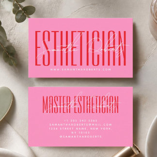 Cartão De Visita Esteticista tipografia moderna script rosa