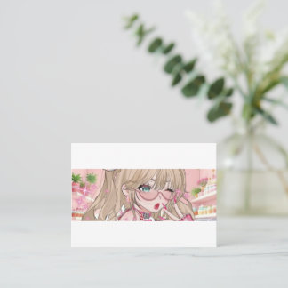 Cartão de Visita Estético de Menina de Anime Fofo