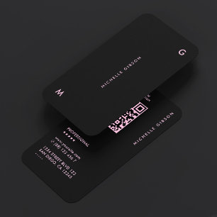 Cartão De Visita Estético Simples Profissional Rosa Preto