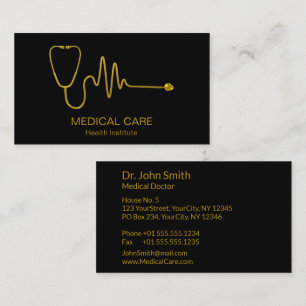 Cartão De Visita Estetoscópio de Ouro Onda ECG Linha EKG Médica Lux