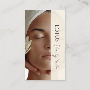 Cartão De Visita Estheticista Beautician Beige QR Code & Photo