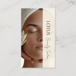 Cartão De Visita Estheticista Beautician Beige QR Code & Photo