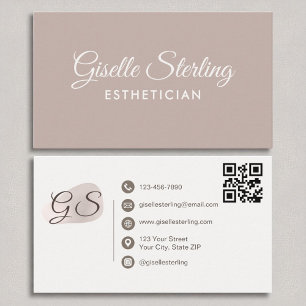 Cartão De Visita Estheticista Blush Mauve Modern Elegante Código QR