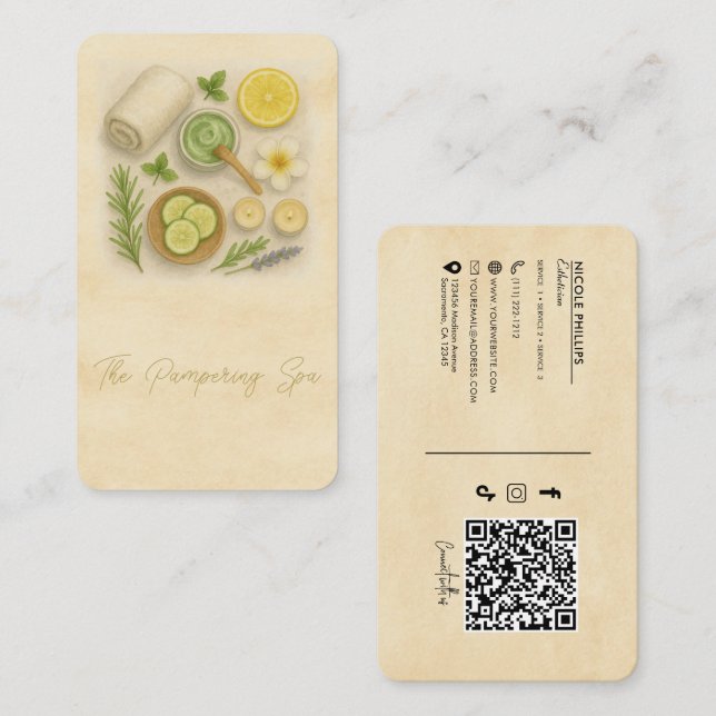 Cartão De Visita Estheticista do técnico de beleza do Classy Spa (Frente/Verso)