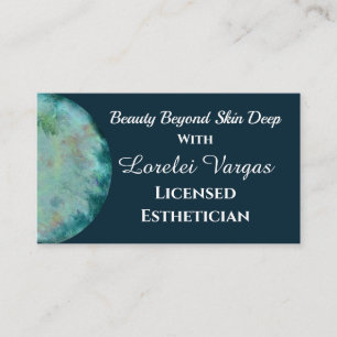 Cartão De Visita Estheticista e QR de Cor Verde Azul Elegante