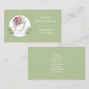 Cartão De Visita Estheticista Moderno Stylist Spa Elegante Chic Flo