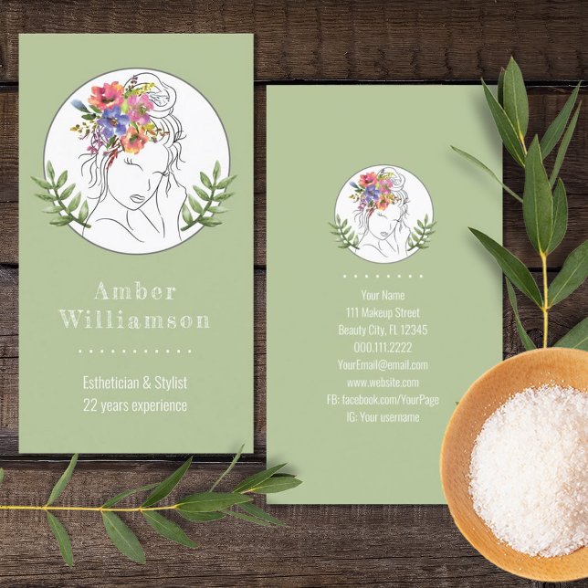 Cartão De Visita Estheticista Moderno Stylist Spa Elegante Chic Flo (Criador carregado)