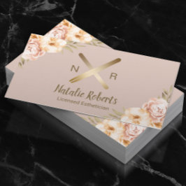 Cartão De Visita Estheticista Wax Stick Twezzer Vintage Floral Blus