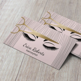 Cartão De Visita Estilhador de Cabelo Dourada Tesoura e Menina Salã