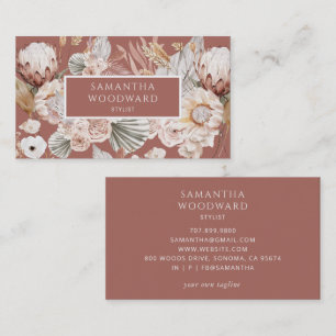Cartão De Visita Estilista de Boho Wildflowers Terracota