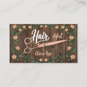 Cartão De Visita Estilista de Cabelo Arte Floral Tesoura Dourada Rú