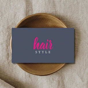 Cartão De Visita Estilista de Cabelo Azul Rosa Branco Elegante Lega