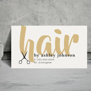 Cartão De Visita Estilista de Cabelo Castanho Dourado Pastel Modern