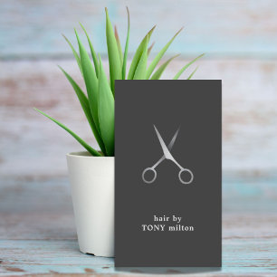 Cartão De Visita Estilista de Cabelo Cinza Minimalista Moderno Prat