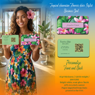 Cartão De Visita Estilista de Cabelo Flores Tropicais Havaianas