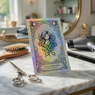 Cartão De Visita Estilista de Cabelo   Maquiador Holográfico