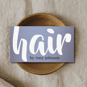 Cartão De Visita Estilista de Cabelo Moderno Ousado Azul Cinza Fals
