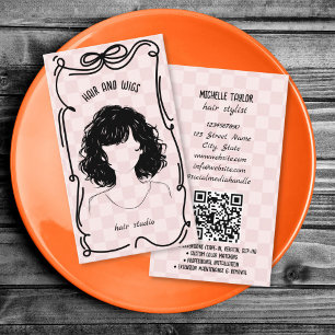 Cartão De Visita Estilista de Cabelo Retro Fofo Arco de Desenho Cap