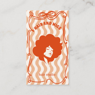 Cartão De Visita Estilista de Cabelo Retro Ousado Caprichoso Desenh