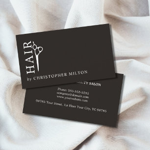 Cartão De Visita Estilista de Cabelos Brancos Mínimos Elegantes