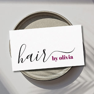 Cartão De Visita Estilista de Cabelos Brancos Simples e Pretos Eleg