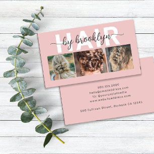 Cartão De Visita Estilista de Cabelos com Tipografia Fotográfica Mo