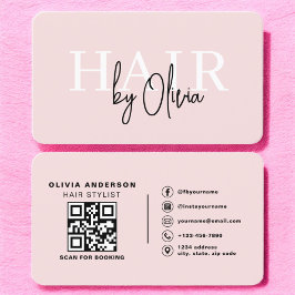 Cartão De Visita Estilista de Cabelos de Código QR Tipografia Moder
